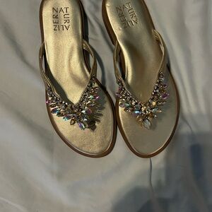 Naturalizer Gold Embellished Sandals